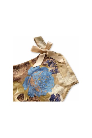 L'aura Corset Çiçekli Krem Rengi Vintage Bayan Korse Büstiyer
