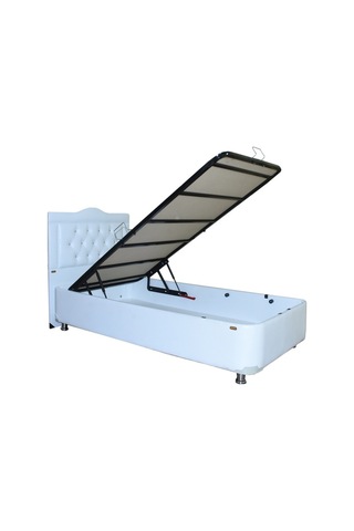 Bengimobilya Baza-Başlık Suni Deri Beyaz Silinir Kumaş Kapitone Başlık Metal Ç