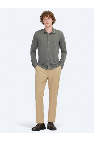Haki Düz Regular Fit Casual Gömlek Haki