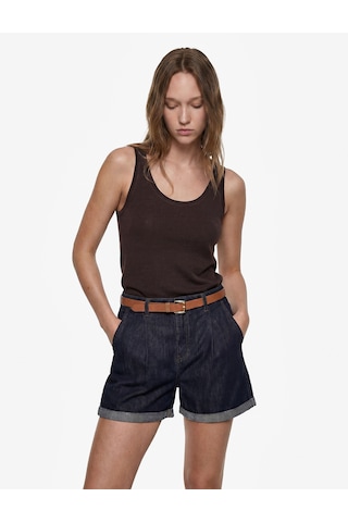 Koton Rahat Kalıp Duble Paça Cepli Kemerli Mini Jean Şort Raw 6sal40304md 63x