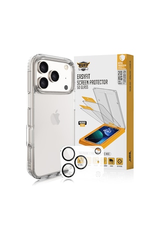 Buff Apple Uyumlu iPhone 17 Pro Max - Şeffaf Kılıf + Ekran Koruyucu + Lens Koruyucu Glass