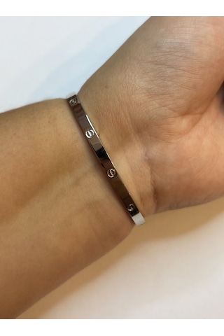 Unisex Şans Model 19 Ölçü Çelik Bilezik Gümüş