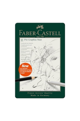 Faber-castell Pitt Matt Dereceli Kalem Seti, 11 Parça, Ultra Mat Siyah Ton, 14b Kalem, Geçiş Kalemi, Kalemtıraş Ve Genel