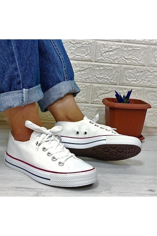 Fiyra 554 Beyaz Kısa Unisex Sneaker Keten Spor Ayakkabı 001