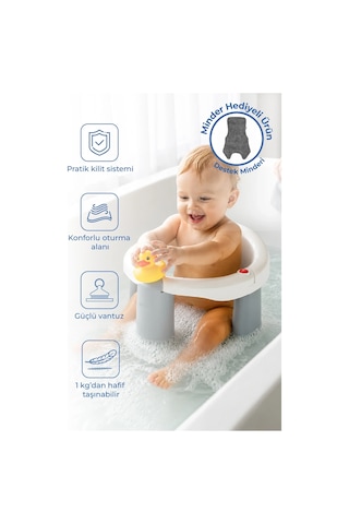 Babyjem Önden Açılır Banyo ve Mama Oturağı ve Hediye Minderli - 2 ' Li Set Kum Beji
