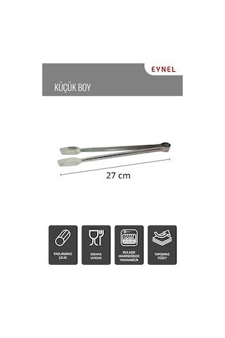 1 Adet 27 Cm Metal Mangal Maşası Orta Boy Paslanmaz Çelik Yemek Barbekü Maşası, Kömür Köz