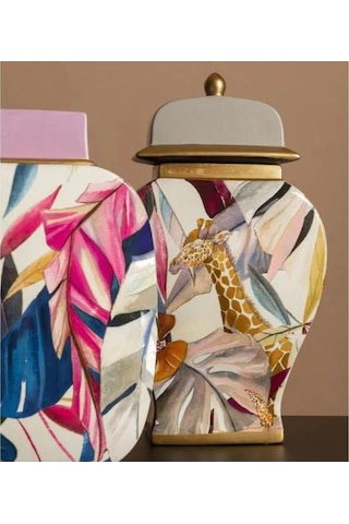 Savana Kavanoz Porselen 27x15x46 Cm Çok Renkli