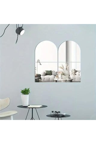 Oval Kenar Pleksi Kare Ayna 30x120cm - Silver Diğer