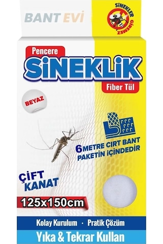 Yapışkanlı Sineklik 125x150cm Çift Kanat Pencere Sineklik Bantlı