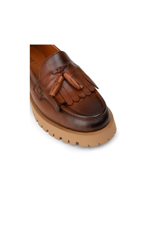 Deery Kadın Hakiki Deri Taba Renkli Püsküllü Loafer - 02033ztbac02