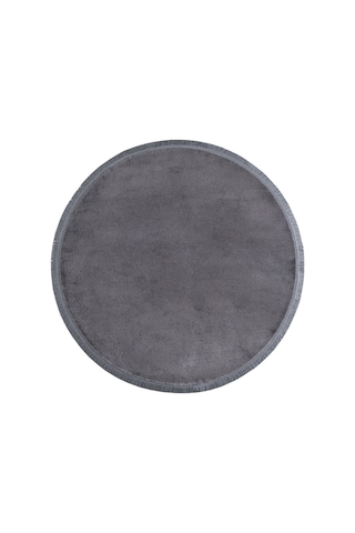 Yuvarlak Comfort Puffy Düz Saçaklı Peluş Halı Antrasit