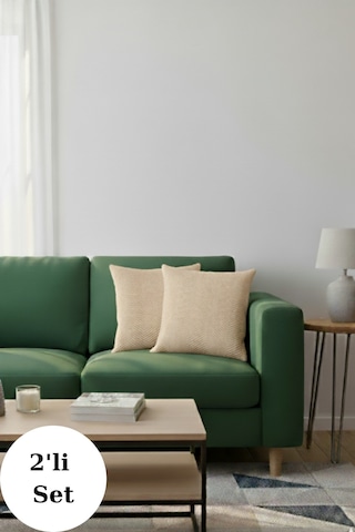 Miracolo Home Bej Pamuklu Dekoratif Kırlent Kılıfı 43x43 2 Adet