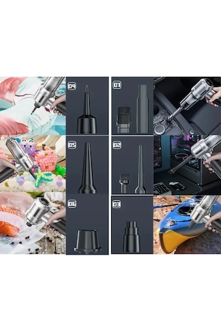 Enshall06s Şarjlı 3 Kademeli 2n1 Ultra Çekim Güçlü Araç Süpürgesi