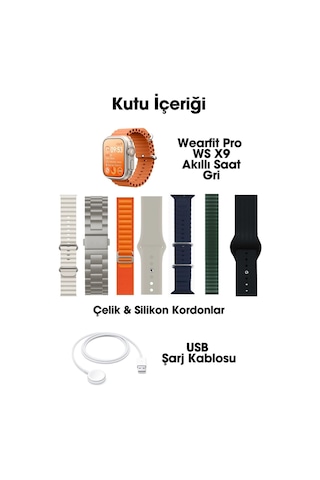 Wearfitpro Wearfit Ws X9 7 Kordonlu Akıllı Kol Saati 49mm Tft Ekran Gri