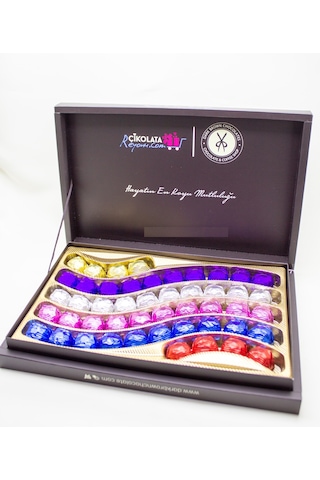Dark Brown 48 Adet Kare Renkli Sargılı Sütlü Gerçek Çikolata Kutulu