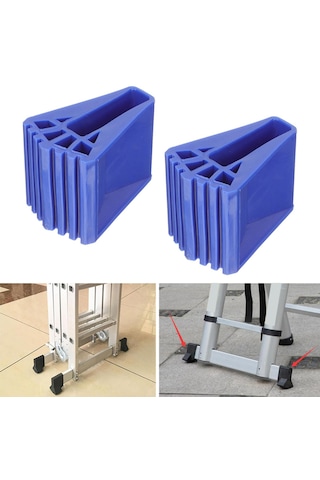 Homyl 2x Merdiven Ayakları Kaymaz Teleskopik Ahşap Mavi