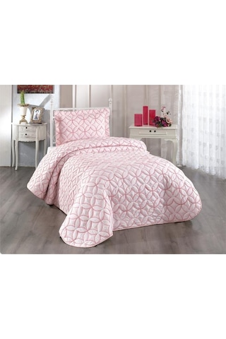 Parolin Tek Kişilik Kapitoneli Yatak Örtüsü Pudra Pudra