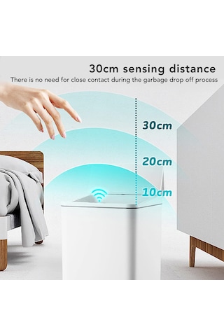 Qfdr Akıllı Çöp Kovası, Otomatik Açılır, İndüksiyona Duyarlı Beyaz