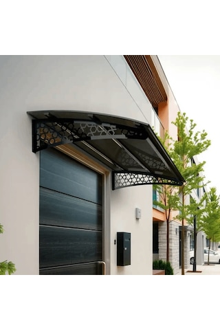 SundurmaX Pratik Metal Sundurma 120x100 Selçuklu Serisi Kapı Üstü Sundurma Antrasit - Füme