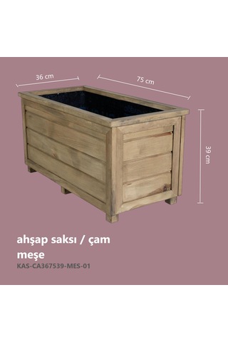 Kaf Ahşap Dekoratif Ahşap Saksı - Uzun / Meşe