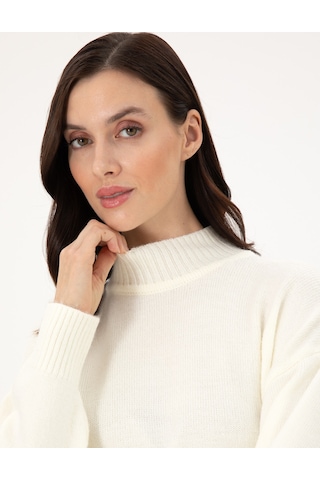 Pierre Cardin Ekru Oversize Yarım Balıkçı Kazak 50301841-vr019
