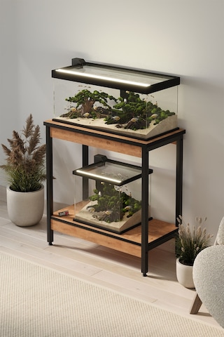 Akvaryum Sehpası Yan Sehpa Metal Ayaklı Sehpa 80 X 40 Cm Çam Çam