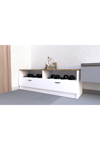 Modern Görünümlü Ayakkabılık Ahşap - Beyaz