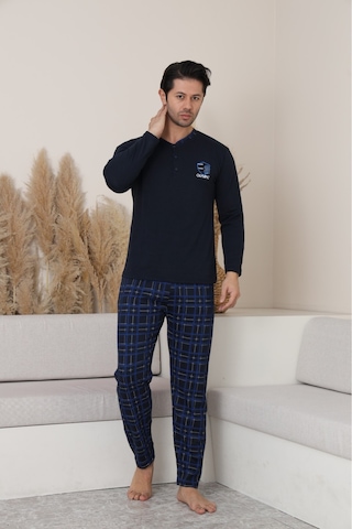 Sude Homewear Erkek Uzun Kol Pijama Takımı Lacivert