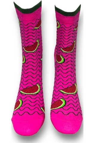 2'li Unısex Karpuz Tasarımlı Esnek Nem Alabilen Pamuklu Spor Soket Çoraplar Çok Renkli