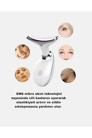 Kablosuz Şarjlı Yüz Sıkılaştırıcı Cihaz Ems Mikro Akım Anti-aging Masaj Aleti Beyaz
