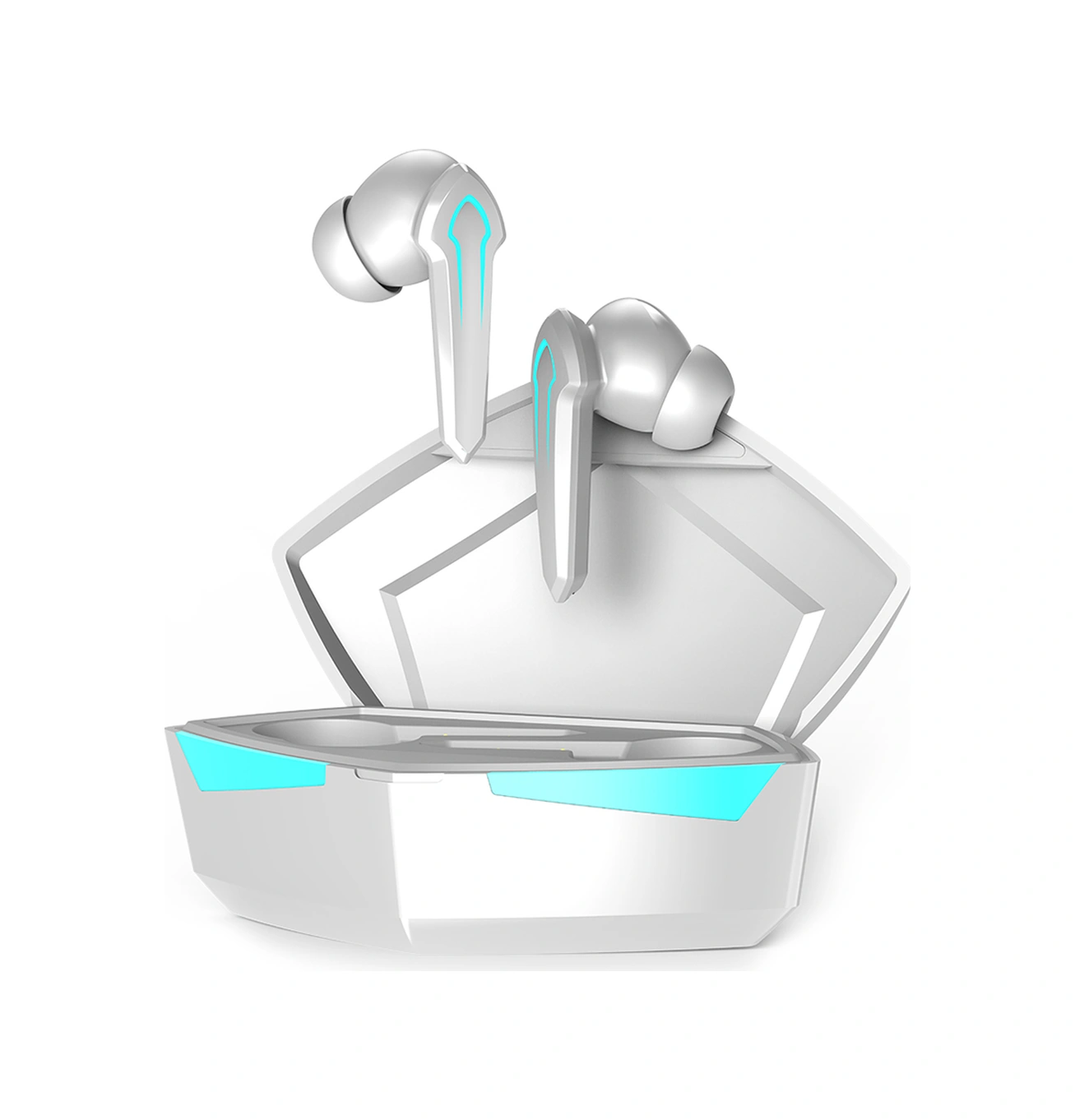 Moveevo P30 Kulak İçi Bluetooth 5.2 Kulaklık, 45ms Düşük Gecikme, Gürültü Engelleme, Mikrofonlu, Oyun/spor/müzik İçin Beyaz