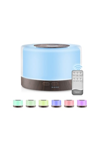Aromaterapi Esansiyel Yağı Difüzör, 500ml Ultrasonik Aroma Ayarlanabilir Sis Modu İle Serin Sis Nemlendirici, Susuz Otomatik Kapatma Ve Uzaktan Kumanda, 7 Renk Değiştiren Led Gece Işıkları Ev İçin