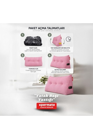 Yatak Başı Yastığı Sırt Ve Bel Destek Yastığı 90 Cm Yaslanma Ve Dinlenme Yastığı Pembe