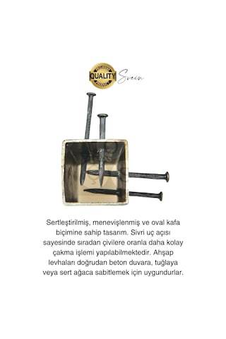 20 Adet 3x30 Kanallı Çelik Beton Çivisi 3 Cm Duvar Saat Ayna Resim Tablo Asmak Ahşap Metal Sivri Diğer