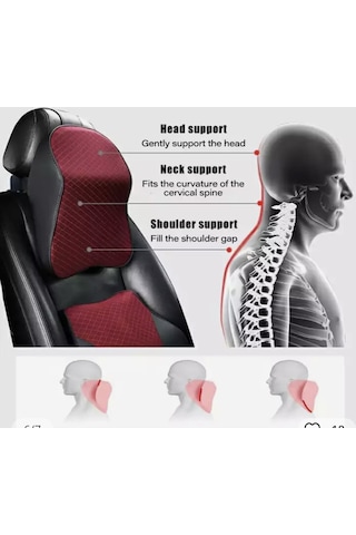 Araç Boyun Yastığı Ortopedik Kahve Rengi Kumaş