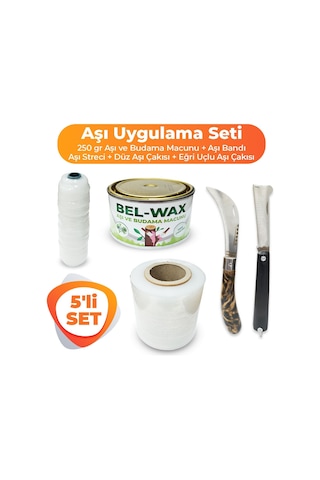 Zargana 5'li Ağaç Aşılama Seti Aşı Uygulama Seti Aşı Macunu, Aşı Bandı, Eğri Ve Düz Uçlu Aşı Çakısı