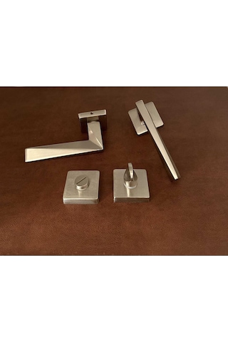 Vista Saten Kare Rozetli Wc Banyo Kapı Kolu 1 Takım