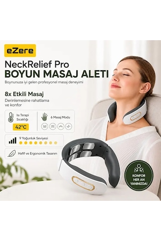 Ezere Neckrelief Pro Ultrasonik Dalgalı Ve Isıtmalı Rahatlatıcı Boyun Masaj Aleti- 5775