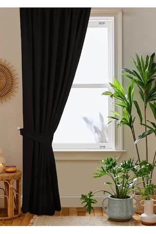 Home Color Home Siyah Petek Kadife Dokulu Fon Perde Düz Dikişli Ekstrafor Büzgü 1.sınıf Kalite Siyah