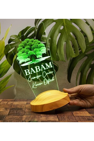 Babaya Hediye, Babalar Günü Hediyesi, Babama Hediye, Çınar Ağacı Figürlü Renkli Led Lamba Totem Şeklinde Çok Renkli