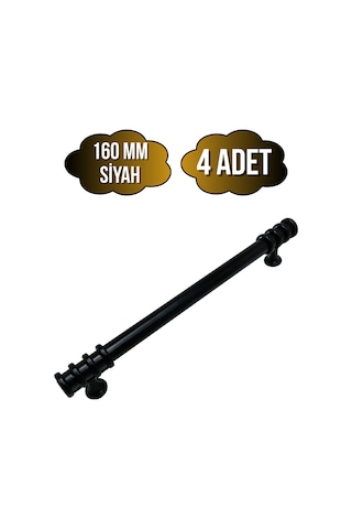 Detay Boru Siyah Desenli Dolap Kulpu Mobilya Ve Mutfak Dolap Kulpu Siyah 160mm 4 Adet Siyah