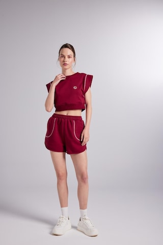 Holly Lolly Beli Lastikli Kontrast Dikişli Mini Rhode Şort Bordo