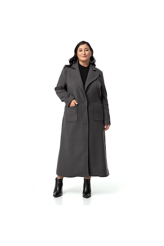 Büyük Beden Ceket Yaka Torba Cepli Astarlı Uzun Antrasit Kaşe Kaban-antrasit Antrasit