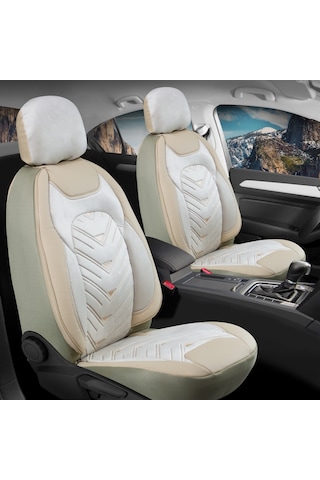 Opel Mokka X Oto Koltuk Kılıfı 5'li Set Lüks Deri, Kadife Detaylı Prosev Model Bej