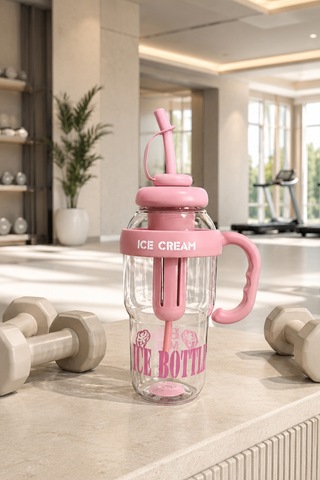 Ice Bottle Pipetli Suluk Matara 1300 Ml Pembe