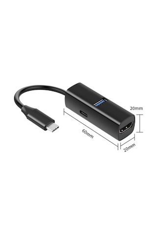 3in1 4k Hdmi Usb 3.0 Pd 100w Type-c Şarj Girişli Çevirici Adaptör Hub