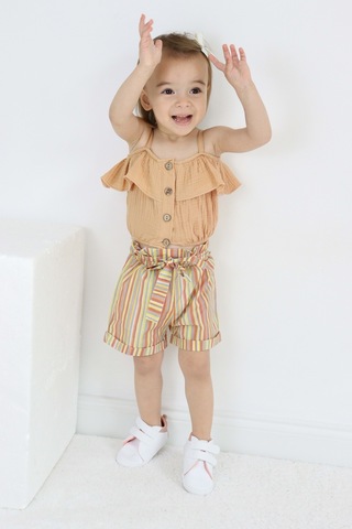 Kız Çocuk Askılı Şortlu Pamuklu Yazlık Takım Tf7322 001