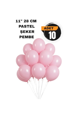 Pastel Balon 11 İnc 28 Cm Doğum Günü Parti Malzemeleri 10 Adet Pembe