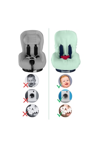 4katlı Müslin Bebek Oto Koltuk Kılıfı Lastikli %100pamuk Mint