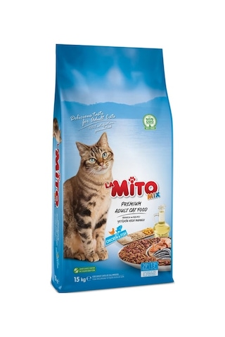 Mito Mix Tavuklu ve Balıklı Yetişkin Kedi Maması 15 KG